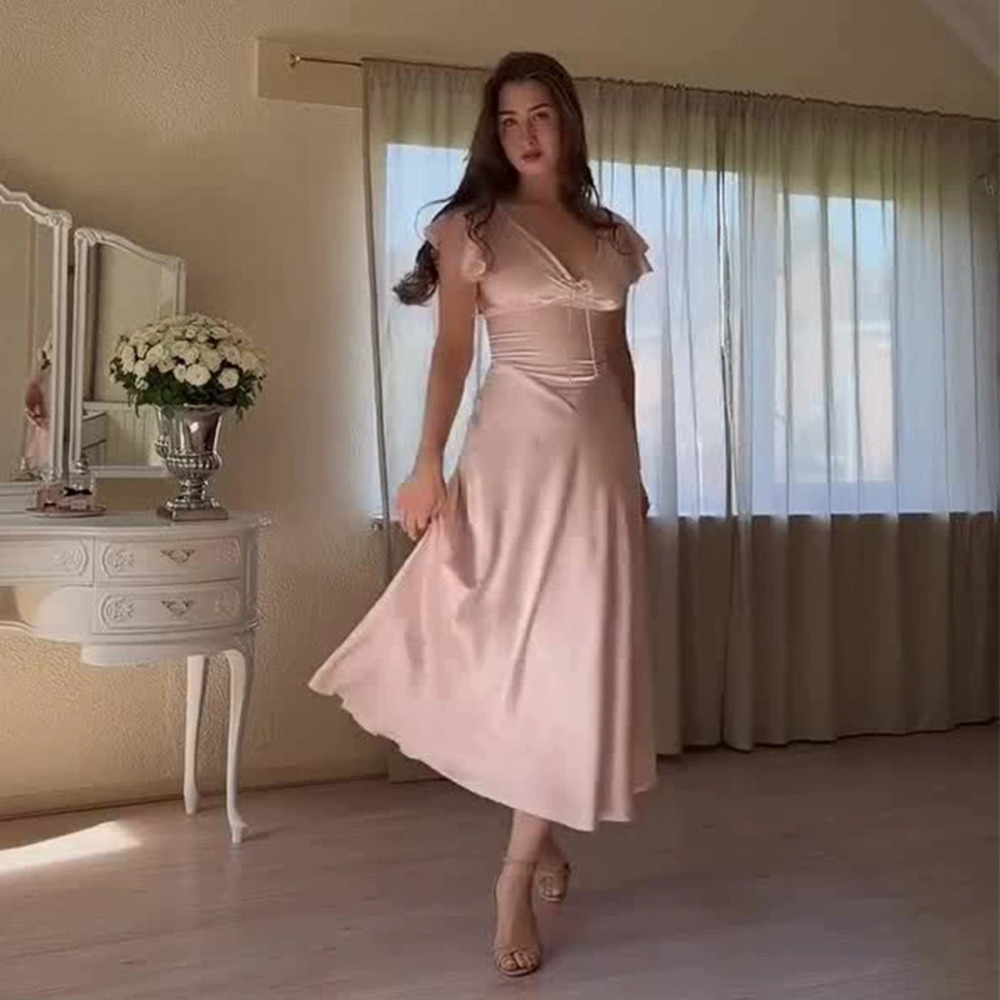 Forever 21 Elegant Pink Bodycon V-Neck Dress